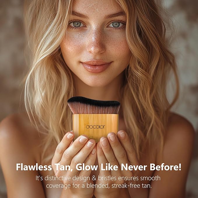 docolor Self Tanner Brush Large Body Makeup Brush, Soft Vegan Tanning Brush no stripes, for Foundation, Self-tanner, Bronzer, Self Tan Back Applicator Body + Face Self-Tan Blending Brush Gift Box-GlimoraGlow