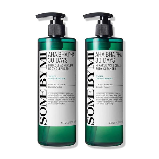 SOME BY MI AHA BHA PHA 30 Days Miracle Acne Clear Body Cleanser - Pack of 2 - Daily Exfoliating Tea Tree Acne Body Wash with Salicylic Acid - Deep Cleanses Sebum and Impurities - Korean Skin Care-GlimoraGlow