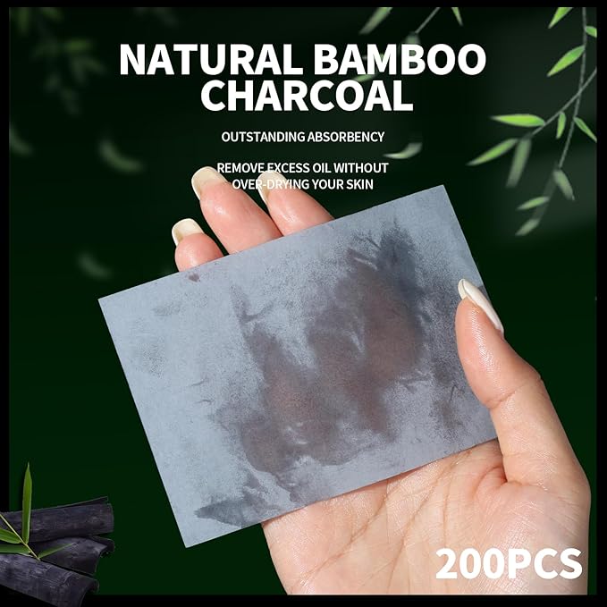 1200PCS Blotting Paper for Oily Skin, Natural Bamboo Charcoal Blotting Paper, 100 * 70MM Large Oil Blotting Sheets for Face, Makeup-GlimoraGlow
