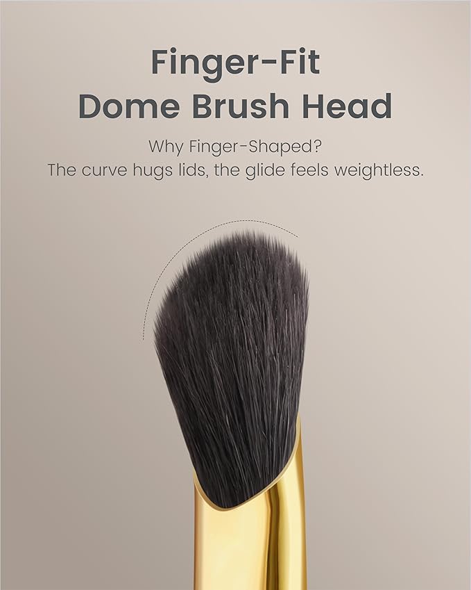 Desert Oak Series Thumb-Shaped Eyeshadow Brush - Curved Brush Head Mimics Natural Finger Contour, Premium Goat Hair & Bubinga Handle for Lid/Crease Blending (CM 170)-GlimoraGlow