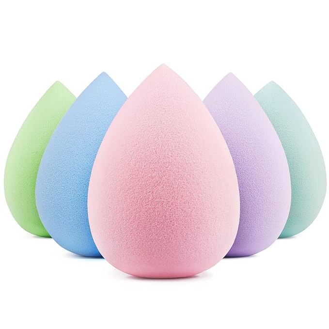 BEAKEY 5 Pcs Makeup Sponge Set, Latex-Free Makeup Sponges for Foundation, Multi-colored Boun Boun Sponges, Flawless for Liquid, Cream, and Powder-GlimoraGlow