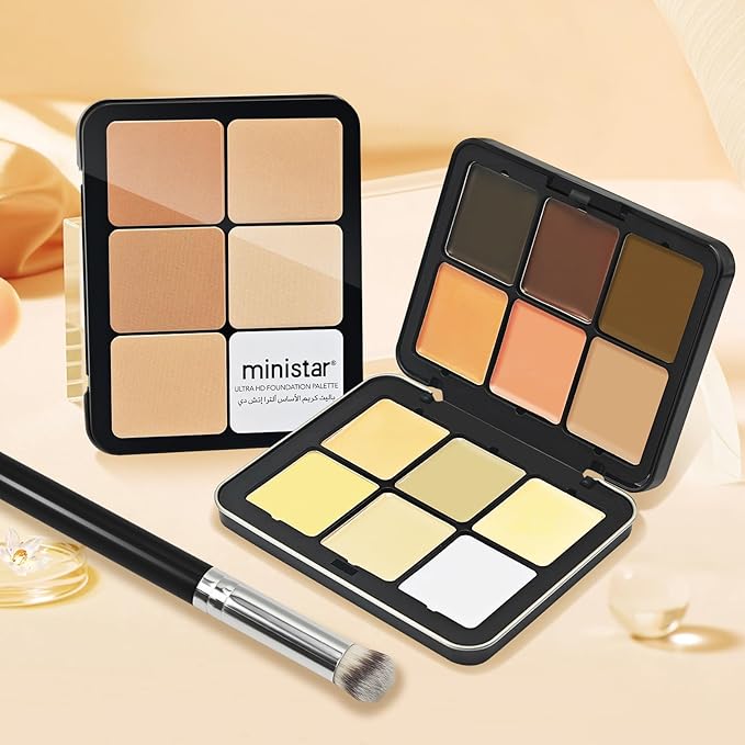 12 Colors Cream [Contour+Concealer] Makeup Palette for Cheeks - Multi-functional Makeup Palette with Brush, Natural Matte Long Wearing, Waterproof Blendable Face Makeup Palette (#03)-GlimoraGlow