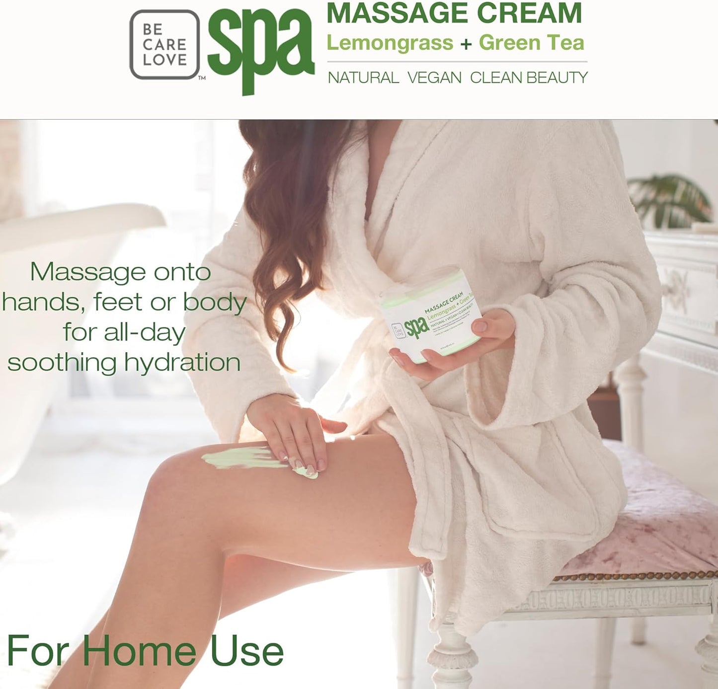 BCL SPA Massage Cream organic Lemongrass + Green Tea body lotion with shea butter, aloe vera, peppermint, argan and jojoba oils body cream to soothe, calm & revitalize the skin. Home/Pro use 16 fl oz-GlimoraGlow