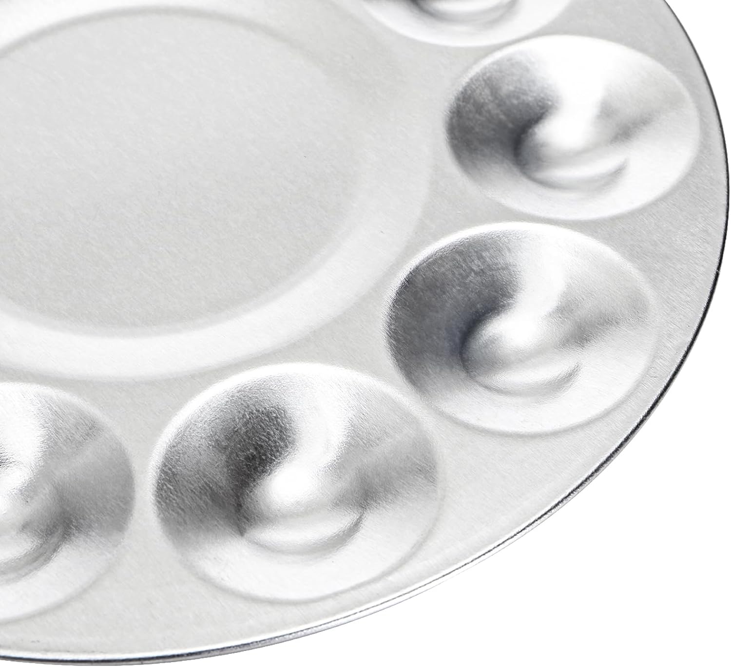 10 Pack Paint Tray Palettes, 6.7" Metal Paint Mixing Pallets, 10-Well Painting Palette, Washable Round Paint Holder Tray for DIY Craft Professional Watercolor Oil Art Painting Project, Silver-GlimoraGlow