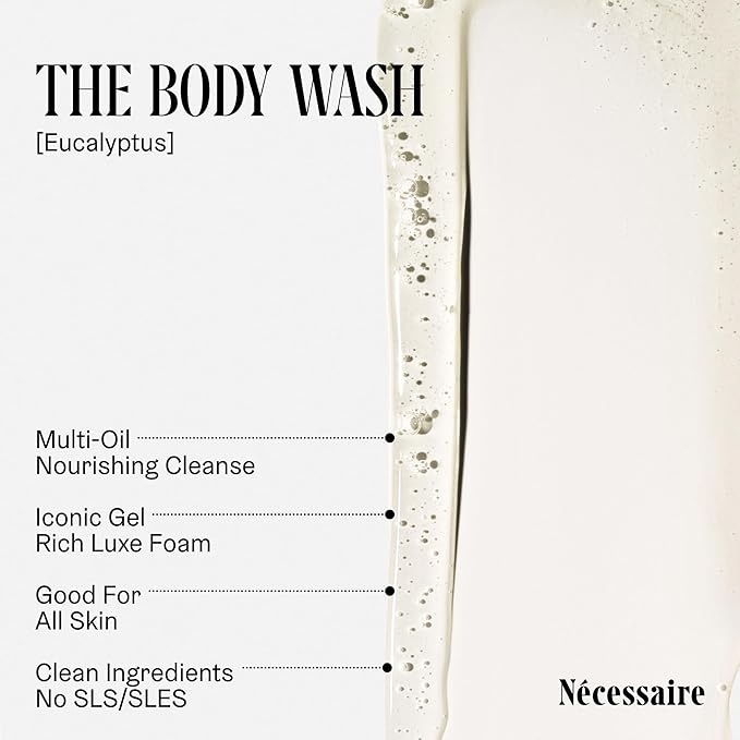 Nécessaire Eucalyptus Body Wash with Pump | Multi-Oil Nourishing Cleanse For Women + Men | Gel Cleanser | Dermatologist-Tested. Hypoallergenic | No SLS/SLES (500 ml / 16.9 fl. oz.)-GlimoraGlow