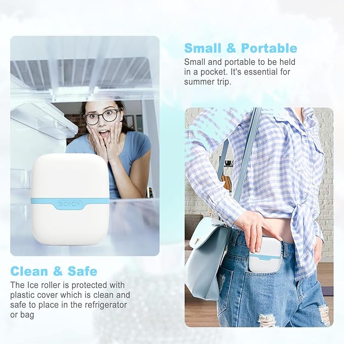 Leeshine Ice Roller for Face and Eyes - Facial Skin Care Tools with 2 in 1 Massage Roller and Travel Case Self Care Gift.Men Women (Blue)-GlimoraGlow