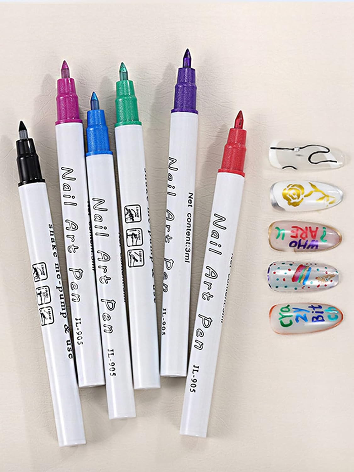 12 Color 3D Nail Art Pens Set, Kalolary Nail Point Graffiti Dotting Pen Drawing Painting Liner Brush for DIY Nail Art Beauty Adorn Manicure Tools-GlimoraGlow