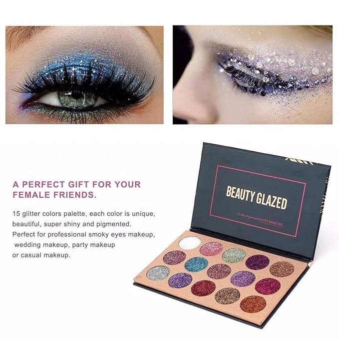 15 Colors Eyeshadow, Glitters Shimmer Pigment Pressed Makeup Palette Eyes Cosmetic-GlimoraGlow