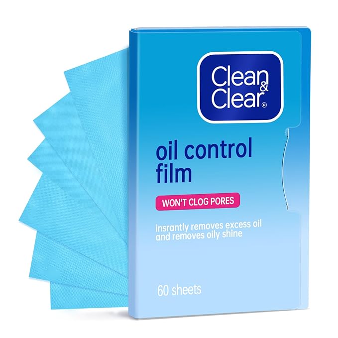 Oil Control Film, Oil Blotting Paper the Same Series with Clean & Clear Oil Absorbing Facial Sheets, 60 sheets Makeup Friendly High-performance Handy Face Blotting Paper for Oily Skin-GlimoraGlow