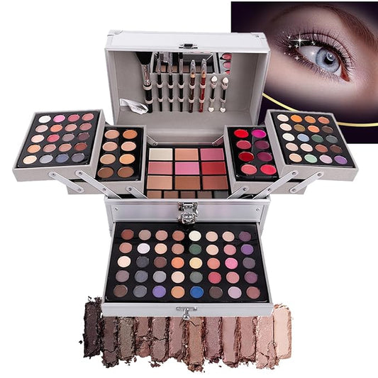 132 Colors All-in-one Makeup Palette Cosmetic Contouring Kit Gift Box Combination with Eyeshadow, Cream Concealer, Eyebrow Powder, Lip Gloss, Blush and Face Pressed Powder-GlimoraGlow