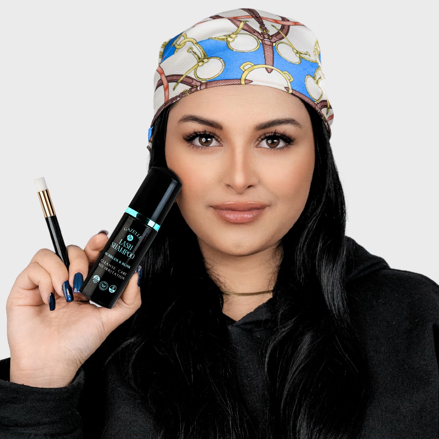 Gazelle Lash Shampoo with Brush – Gentle, Oil-Free Foaming Eyelash Extension Cleanser & DIY Lashes – Lash Cleaning Kit Removes Makeup, Dirt & Oil – No Irritation, No Burning – Salon & Home Use-GlimoraGlow