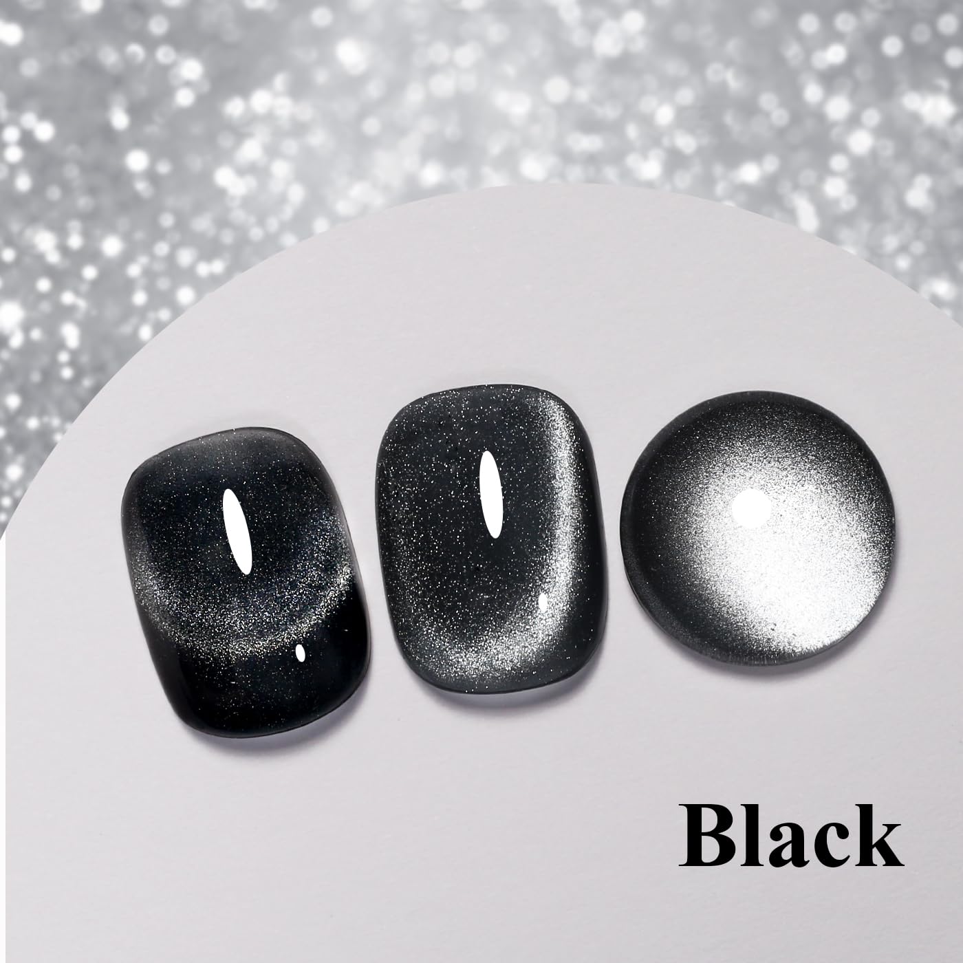 Imtiti Cat Eye Gel Nail Polish, Black Holographic Magnetic Crystal Nail Gel Polish With Magnet Glittery Galaxy Spring Summer Kit Soak Off UV Led 10ML-GlimoraGlow