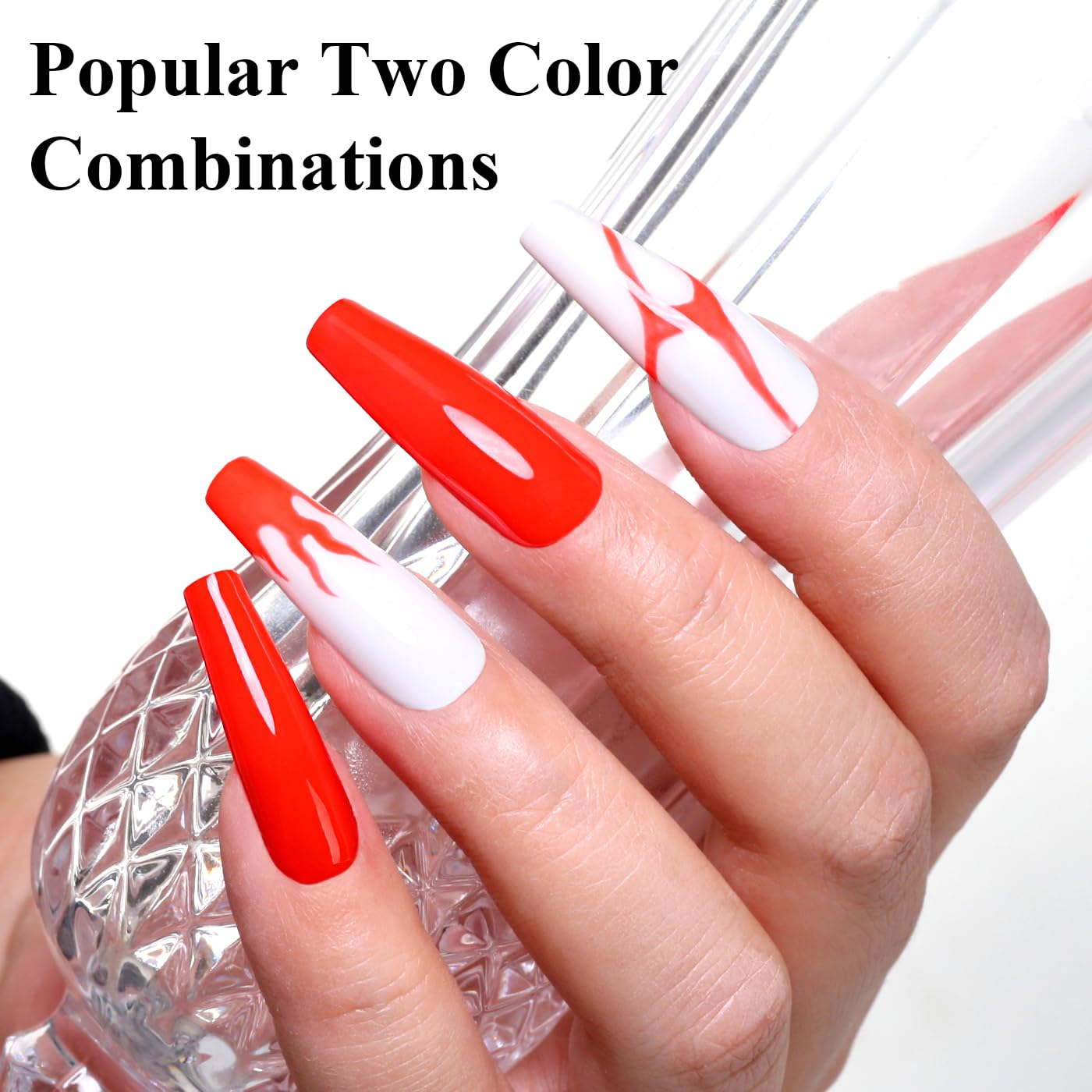 Imtiti Gel Nail Polish Kit, 2 Pcs 10ml Bright Red & White Colors Gel Polish Soak Off UV LED Spring Summer Red Gel Polish Nail Art Manicure Salon DIY Design Gel Nail Kit-GlimoraGlow