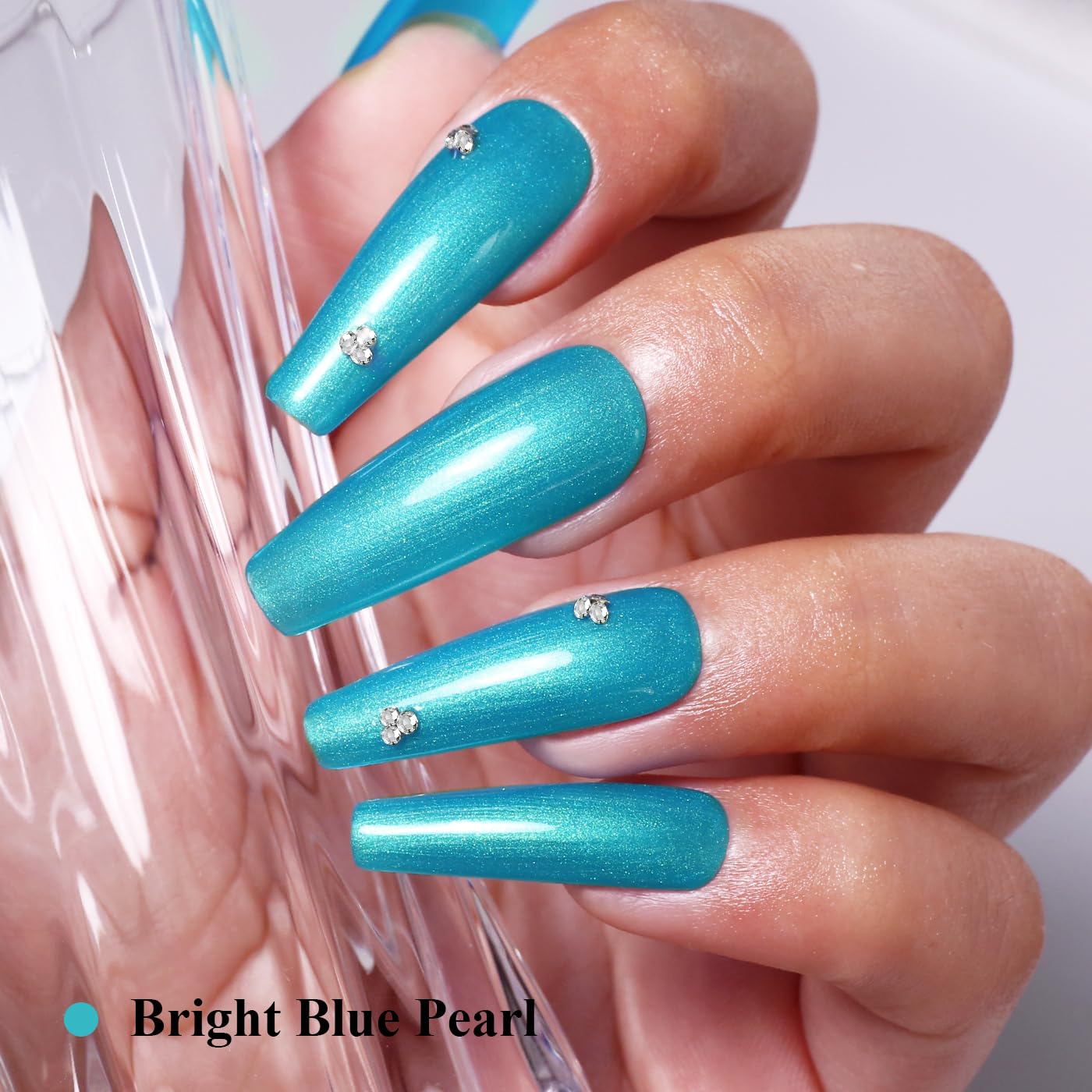Imtiti Glitter Gel Nail Polish, Bright Blue Pearl Glitter Nail Gel Polish Diamond Shimmer Sparkle Soak Off UV LED Spring Summer Manicure 10ML-GlimoraGlow