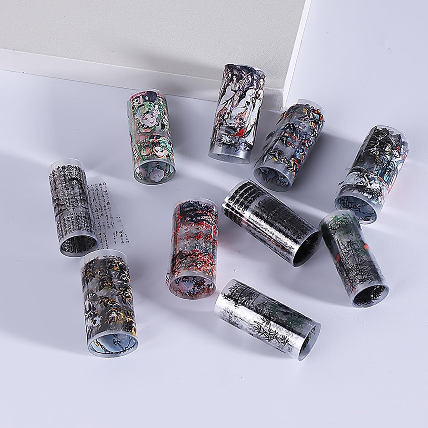 10 Rolls Nail Foils Transfer Nail Art, Chinese Style Nail Foil Transfer Stickers Self Adhesive Nail Art Supplies Decals Cute Panda Manicure Accessories Fall Winter Nail Decorations for Women-GlimoraGlow