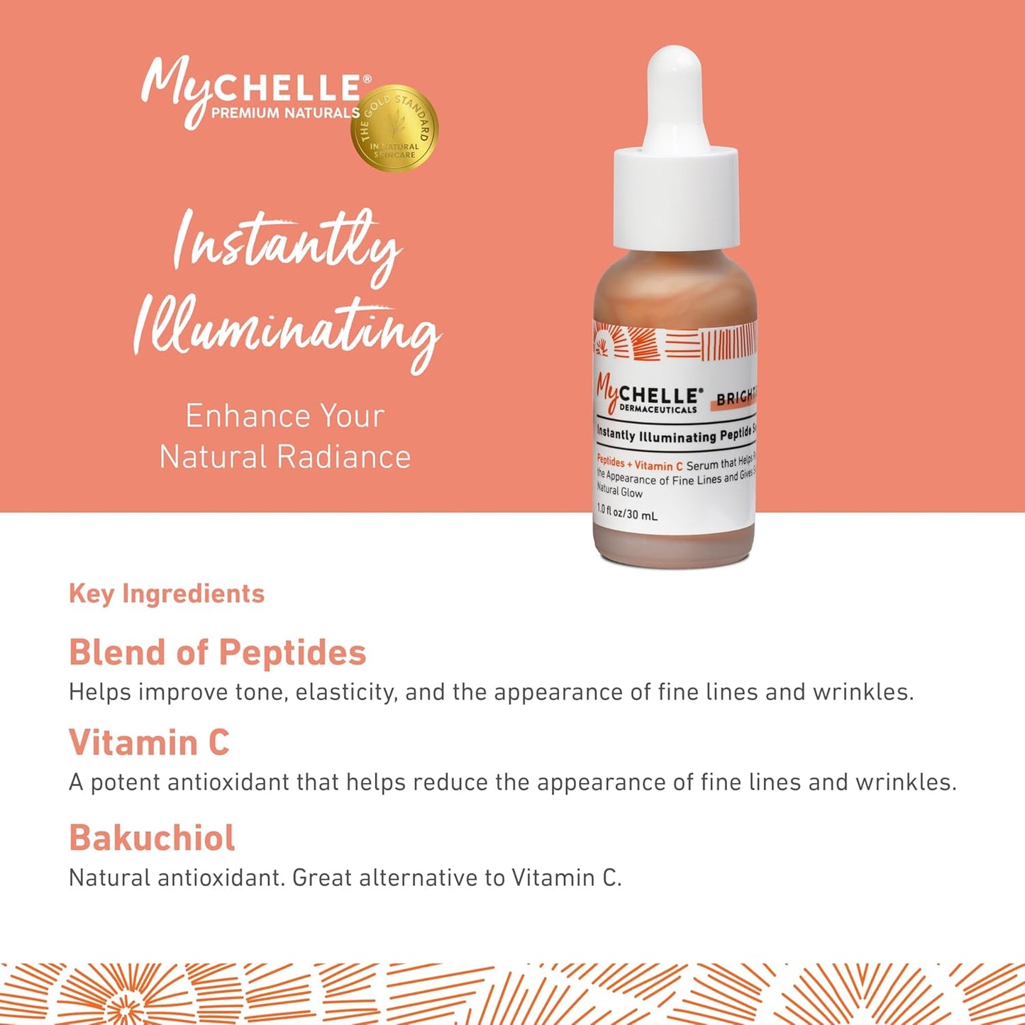 MYCHELLE Instantly Illuminating Peptide Serum, 1 FZ-GlimoraGlow
