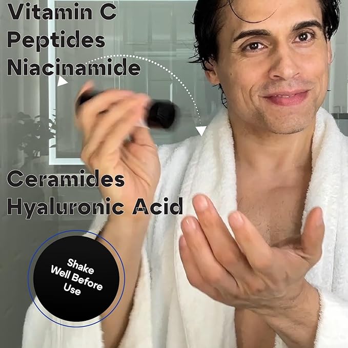 Titan Anti-Aging Peptides Serum for Face – High Potency Mens Peptide Serum Moisturizer – Mens Skin Care – Men, Dark Spots, Wrinkles, Fine Lines – Peptides, 5% Niacinamide, HA – Unscented-GlimoraGlow