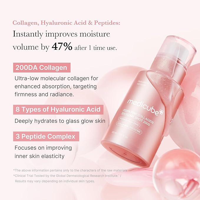 medicube PDRN Pink Collagen Exosome Shot Serum 2,000 PPM | Liquid Skin Booster | Exosome, Salmon DNA PDRN, Spicules | Uneven Skin Tone, Pore Care, Skin Texture | Korean Skin Care 1.01 fl.oz-GlimoraGlow