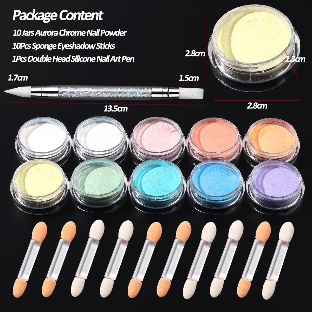 10 Colors Mermaid Pearl Chrome Nail Powder, Iridescent Aurora Powder Metallic Mirror Effect Pigment Pearlescent Nail Art Glitter Dust Kit for Gel Polish Nail Art Decoration-GlimoraGlow