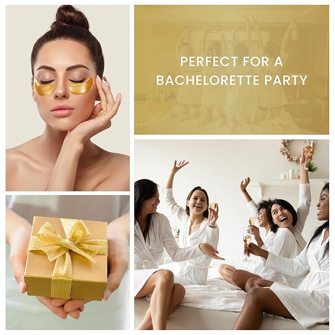 16 Pairs Gold Under Eye Patches with 2 pieces of Lip Mask | Under Eye Mask Dark Circles and Puffiness | Wrinkles Patches with Hydrogel | Collagen Eye Pad-GlimoraGlow