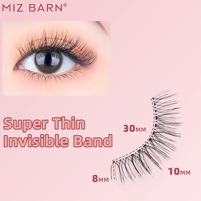 Miz Barn Daily Natural Look False Eyelashes, 4 Pairs Natural Soft Lightweight Comfortable Short Lashes Luxurious Clear Band Handmade False Eyelashes(M12)-GlimoraGlow