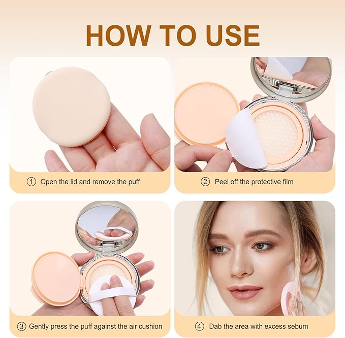 Face Oil Blotting Cushion Instead of Oil Blotting Paper Sheets for Oily Skin, Oil Absorbing Liquid Mattifying Cushion, Moisturizing & Smoothing Pores with Natural Tea Tree, Oil control for Make Up-GlimoraGlow