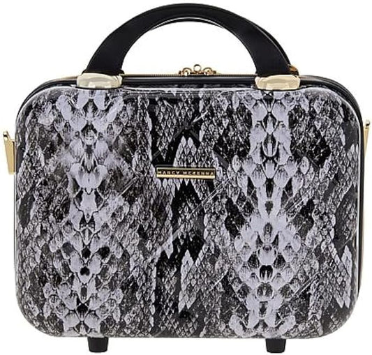 2-in-1 Essential St. Tropez Design Beauty Case - Black/Cream Python, Rose Gold-GlimoraGlow