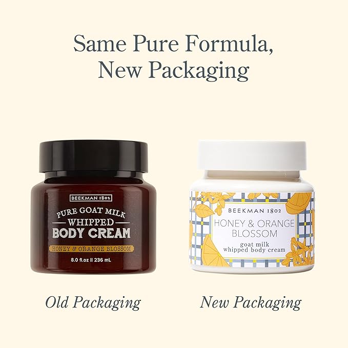 Beekman 1802 Whipped Body Cream, Honey & Orange Blossom - Scented - 8 oz - Intensely Hydrating & Softens Skin - With Goat Milk - Good for Sensitive Skin - Cruelty Free-GlimoraGlow