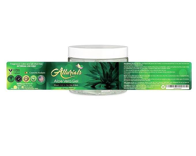 100% Pure & Organic Aloe Vera Gel, Clinically tested & Dermatologist approved, Hydrates & Heals Dry & Damaged Skin & Hair- 12 Oz-GlimoraGlow