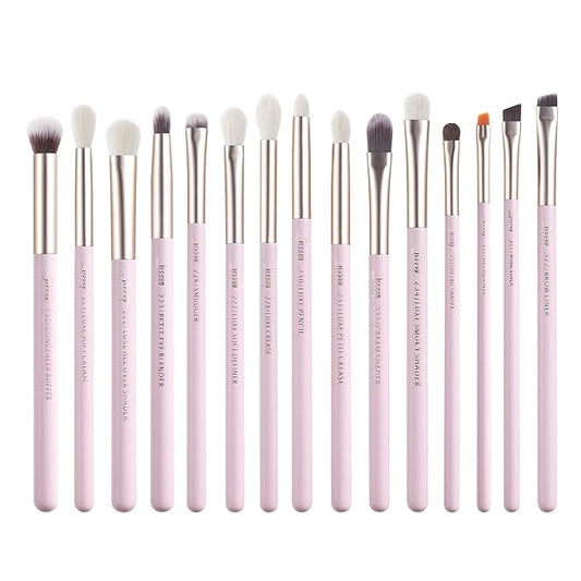 Jessup Eyeshadow Brushes 15pcs, Natural Eye Brush Set for Eyeshadow Blending Concealer Eyebrow Eyeliner, Blushing Bride T294-GlimoraGlow