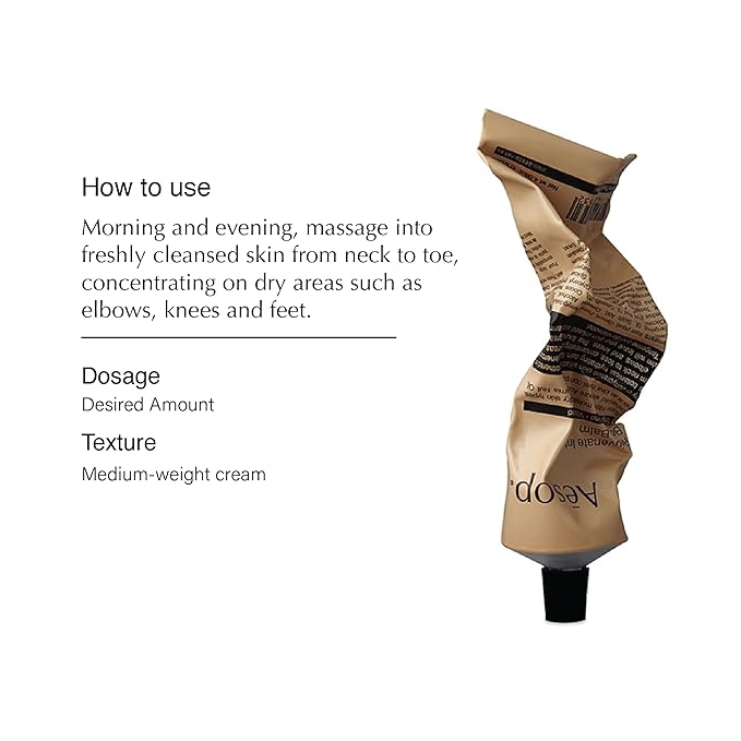 Aesop Rejuvenate Intensive Travel Body Balm | Deeply Nourish Very Dry Skin with Shea Butter and Coconut Oil | 3.4oz / 100 mL-GlimoraGlow