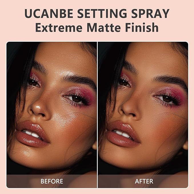 Long Lasting Makeup Setting Spray Kit - 3.38 Fl oz Super Matte Finish Setting Mist Lightweight Face Make up Fixer for Oily Skin + 1PC Sponge Puff + 1PC Powder Puff-GlimoraGlow