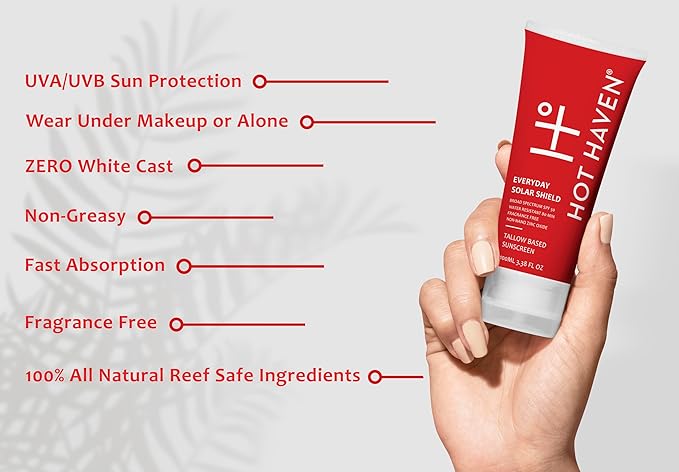 Tallow Sunscreen SPF 50 – Everyday Solar Shield Mineral Sunscreen | Grass-Fed Tallow & Zinc Oxide – Non-Greasy, Baby Safe, Reef Friendly, Chemical-Free Moisturizer – 3.38 oz-GlimoraGlow