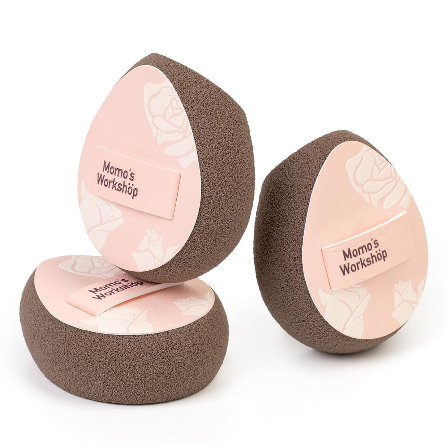 Multi-Use Mini Makeup Sponge Set,Oil-Control & Makeup Setting, Cut-Edge Design for Cream & Powder Products, for Oily Skin,Pink-Brown, 3PCS Mini Beauty Concealer Sponges & Storage Case-GlimoraGlow
