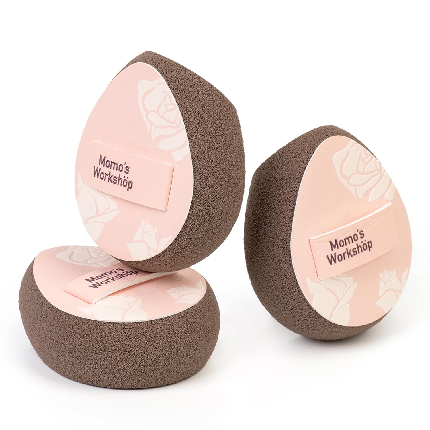 Multi-Use Mini Makeup Sponge Set,Oil-Control & Makeup Setting, Cut-Edge Design for Cream & Powder Products, for Oily Skin,Pink-Brown, 3PCS Mini Beauty Concealer Sponges & Storage Case-GlimoraGlow