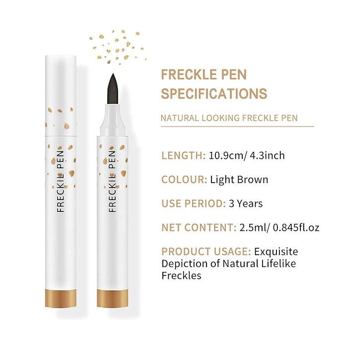 2 Pcs Freckle Pen Set, Natural Lifelike Fake Freckles Makeup Pen Magic Brown Color Freckles Makeup Tool Long-Lasting Waterproof Dot Spot Pen for Effortless Sunkissed Makeup (Light Brown)-GlimoraGlow