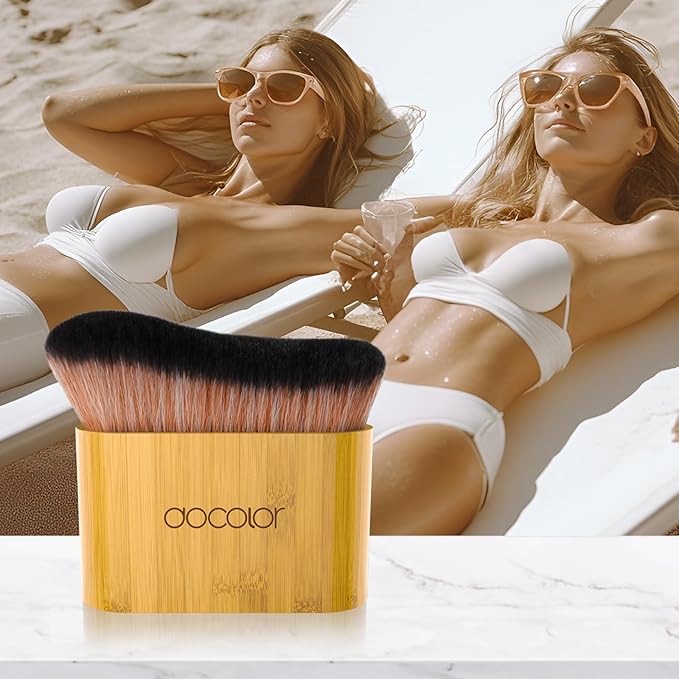 docolor Self Tanner Brush Large Body Makeup Brush, Soft Vegan Tanning Brush no stripes, for Foundation, Self-tanner, Bronzer, Self Tan Back Applicator Body + Face Self-Tan Blending Brush Gift Box-GlimoraGlow