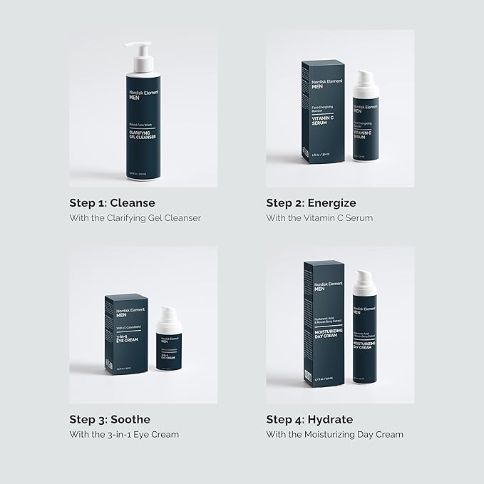 Nordisk Element Vitamin C Face Serum for Men, Anti-aging formula, Improve Appearance of Dark Spots, Tone, Fine Lines & Wrinkles, with Natural Vitamin C & Hyaluronic Acid, 1 Fl Oz-GlimoraGlow