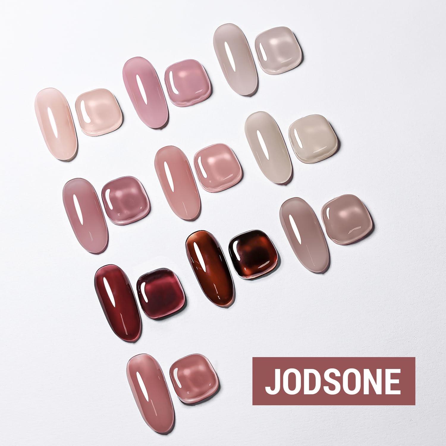 JODSONE 12PCS Gel Nail Polish Set 10 Translucent Jelly Colors Natural, Elegant & Long Lasting For Home & Salon Use-GlimoraGlow