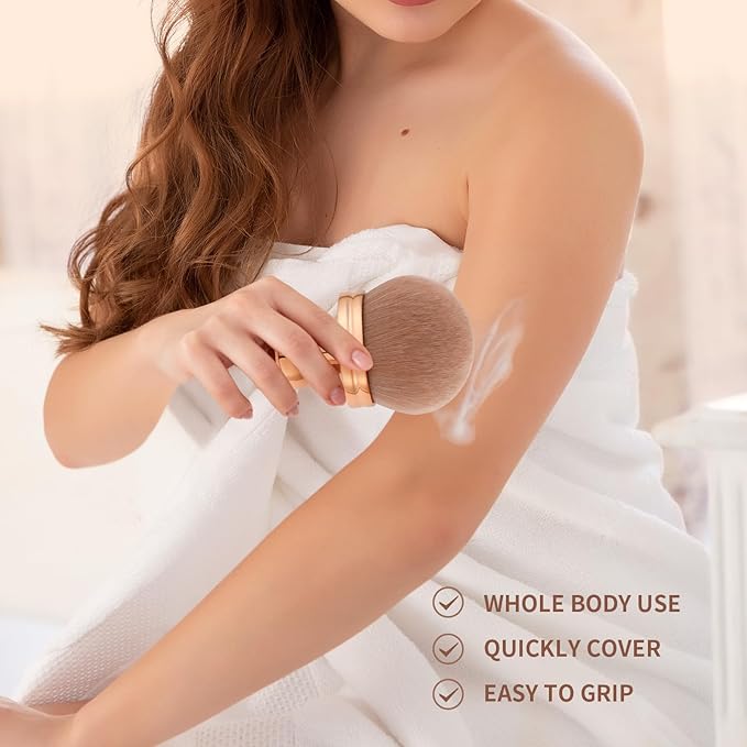 docolor Extra Large Body Makeup Brush For Self Tanner, 3 Inch Width Self Tanning Blend Brush, Soft synthetic hair, Powder, Foundation, Blusher, Bronzer, Face and Body Brush Gift box-GlimoraGlow