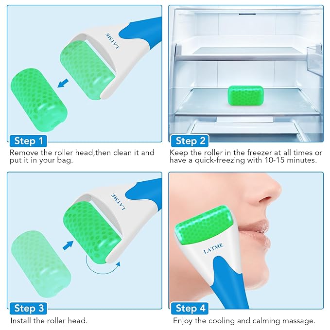 Ice Roller for Face Eyes,Womens Gifts,Face Massager Roller Puffiness Migraine Pain Relief and Minor Injury (Green)-GlimoraGlow