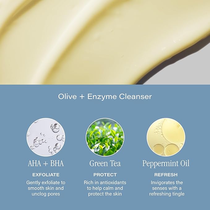 SKINN Day & Night Face Wash for Women & Men - Refreshing Green Tea & Mint Infusion, Nourishing Olive & Enzyme Formula - Complete AM/PM Cleanser Set for Hydrated-GlimoraGlow