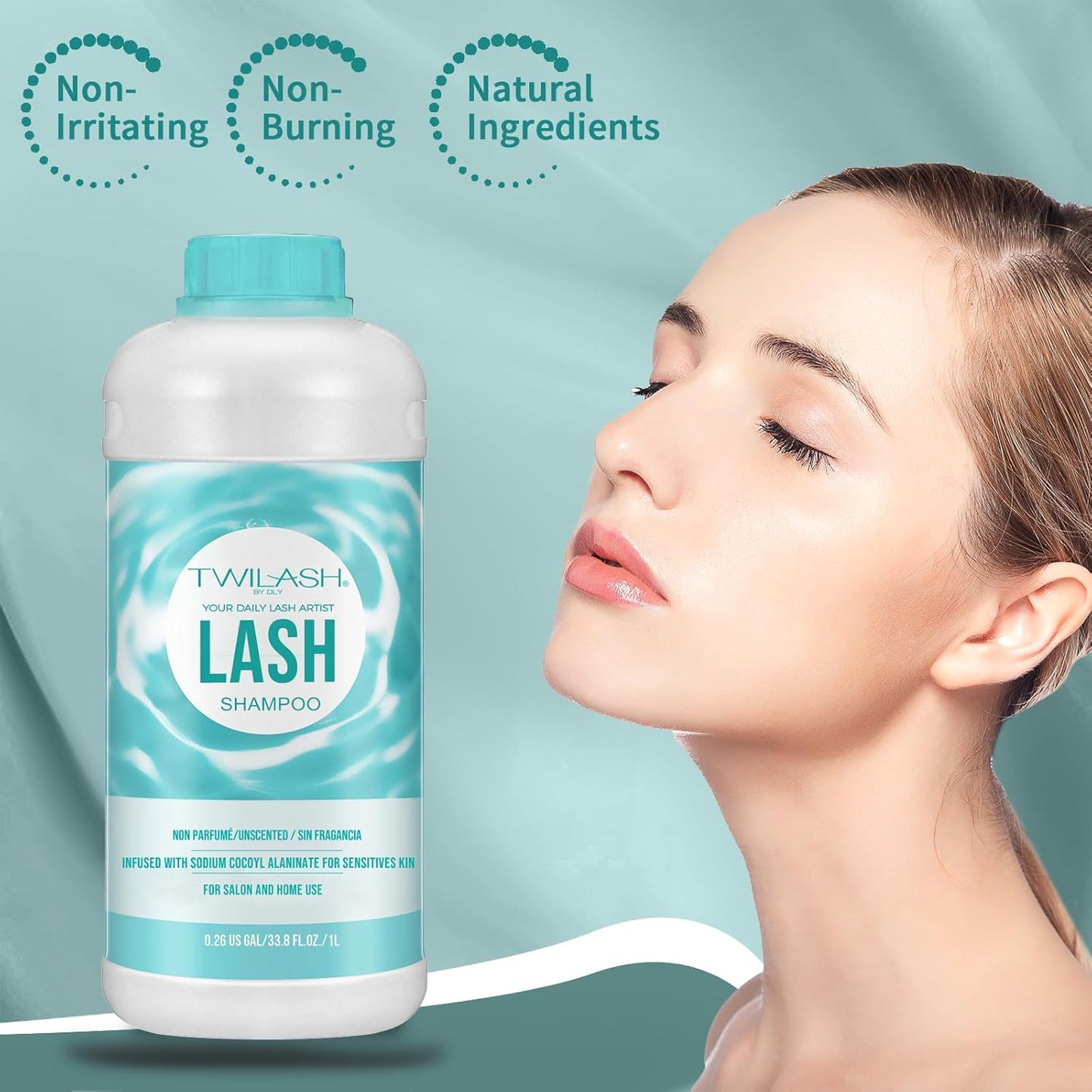Lash Shampoo Bulk Upgraded Formula, Eyelash Cleanser for Extensions 1 Liter, Safe Makeup Remover, Non-irritating or Burning Formula Eyelid Foaming Cleanser for Professional Salon and Home Use-GlimoraGlow