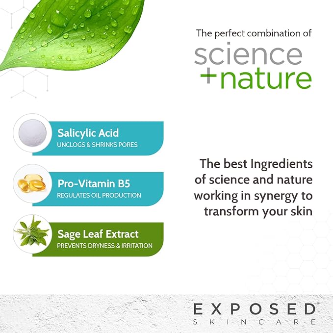 Exposed Skin Care Acne Facial Cleanser - Gentle Face Wash with Salicylic Acid for Acne Prone Skin - Pore Clarifying Acne Treatment for All Ages, Skin Types-GlimoraGlow