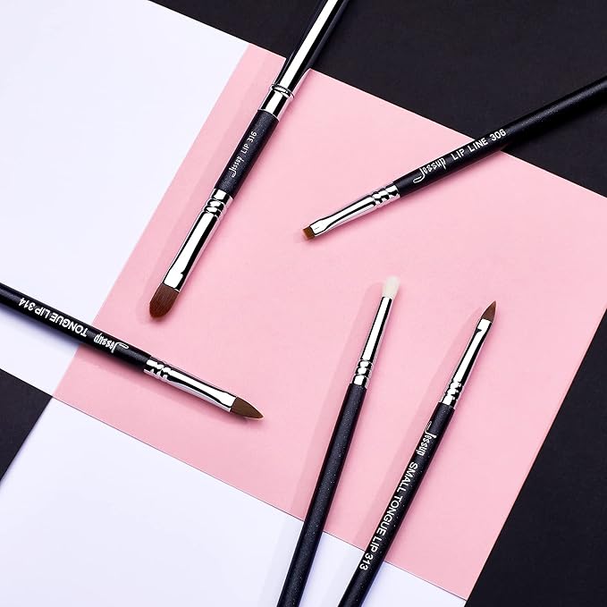 Jessup Lip Brush Set, Professional Lip Makeup Brushes for Lipstick Streak-Free Contour Define and Accentuate, Premium Synthetic Hair, 5pcs T325-GlimoraGlow