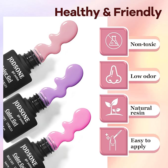 JODSONE 100 Bottles of Gel Nail Polish Kit with U V Led Light 95 Multiple Glossy Glitter Colors Mint Green Light Pink Nail Gel Base Coat Glossy and Matte Top Coat Gel Polish Kit-GlimoraGlow