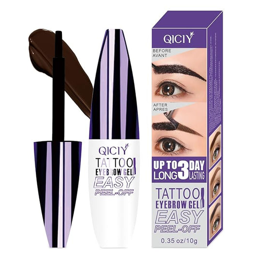 2025 New Tattoo Eyebrow Gel Easy Peel Off for Women, Upgrade Eyebrow Tattoo Peel Off, Transfer-proof Eyebrow Gels Waterproof for All Skin Types (Dark brown)-GlimoraGlow