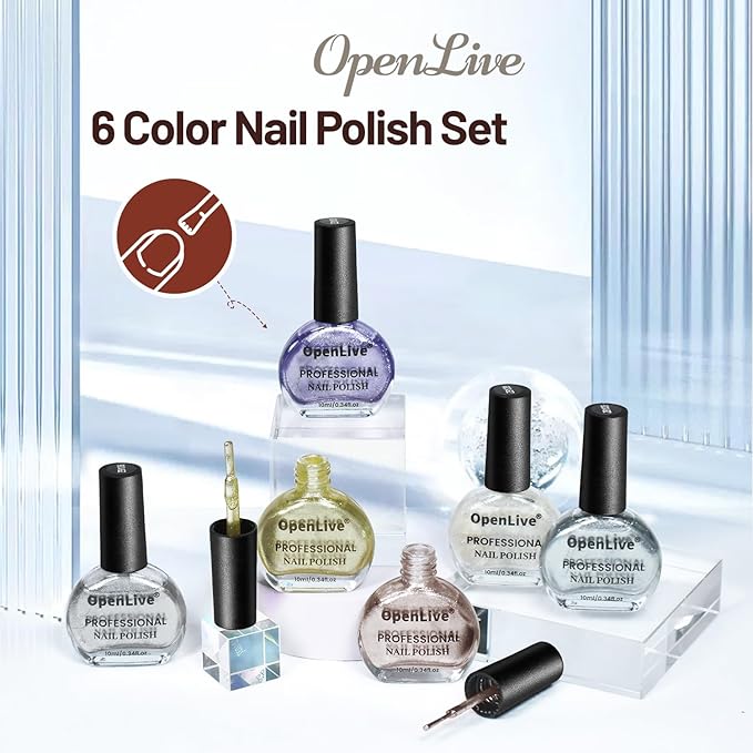 10ml Glitter Nail Polish Set 6 Colors Glitter Effect All Seasons Neutral Color Quick Dry Nail Polish Set for Women Salon DIY Nail Art-GlimoraGlow