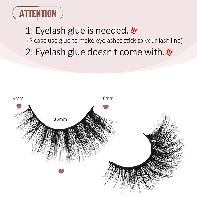 Onlyall Lashes Mink False Eyelashes Natural Wispy Lashes Soft Faux Mink Lashes Fluffy False Lashes 16MM A04-GlimoraGlow