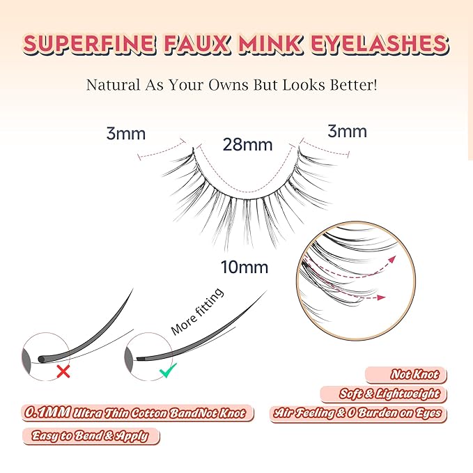 Lashes Short Eyelashes 10MM Natural Lashes Wispy Thin Band Strip Lashes Short Eyelashes Natural Look 3D Volume Lashes 7 Pair Fake Lashes Siligli-GlimoraGlow